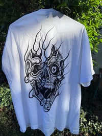 Image 1 of WHITE SKULL FLAME TEE