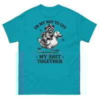 Image 4 of On My Way to Get My Shit Together Funny Raccoon Riding Duck T-Shirt