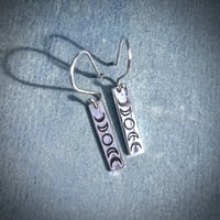Image 1 of ‘Night Muse’ Silver Moon Phase Earrings Handmade Sterling Silver