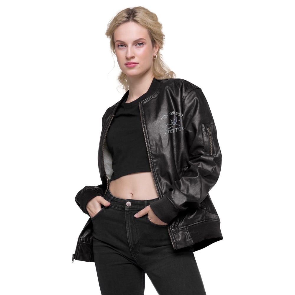 Skin Gallery Tattoo Leather Bomber Jacket