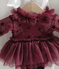 Image 2 of Newborn dress for Christmas photo shoots | Gabrielle |burgundy stars