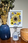 Genuine Sunflower, Delphinium And Pansy Wildflowers In 8" X 10" Shadow Box (Item# 202201LS)