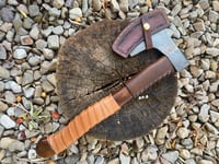 Image 2 of Damascus axe with leather wrapped handle