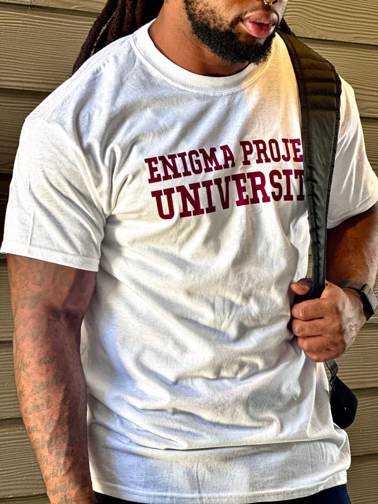 Image of Enigma Project University Font Shirt.