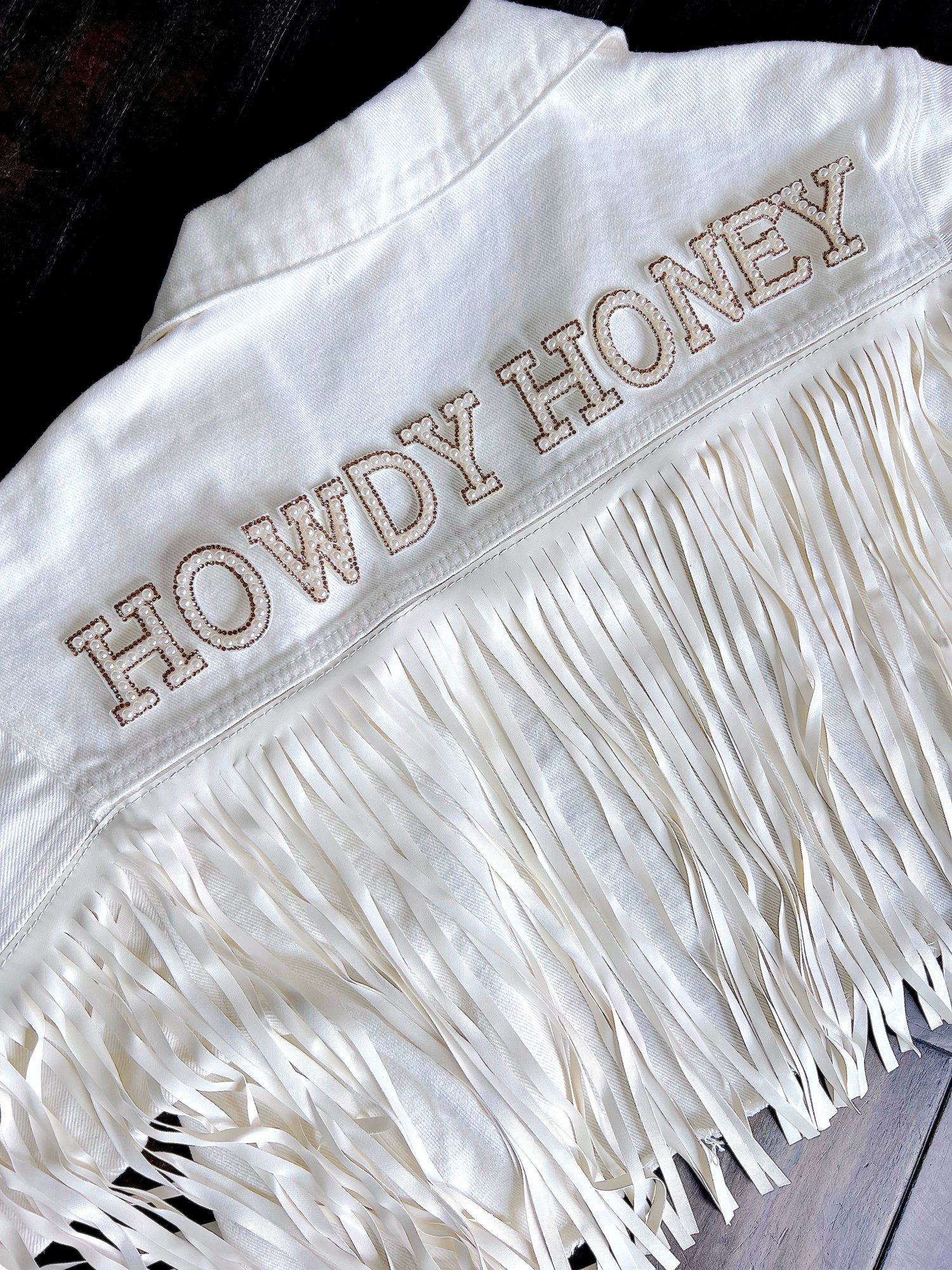 Image of Howdy Honey Fringe Denim Jacket - Pearl & Stone