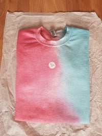 Image 1 of BLUE +PINK SWEATER Hand Dyed tiedye