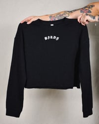 Image 2 of Women's Cropped 'You Can Run' Crewneck (Black)