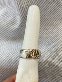 Image 1 of Rose gold stg silver and aquamarine ring.