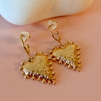 Image 3 of Dotty Heart Half Hoops - Gold