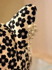 Image 5 of Haute Couture: Hand Beaded Quilted Black Floral Cat Hat