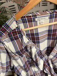 Image 2 of light weight plaid ruffle top