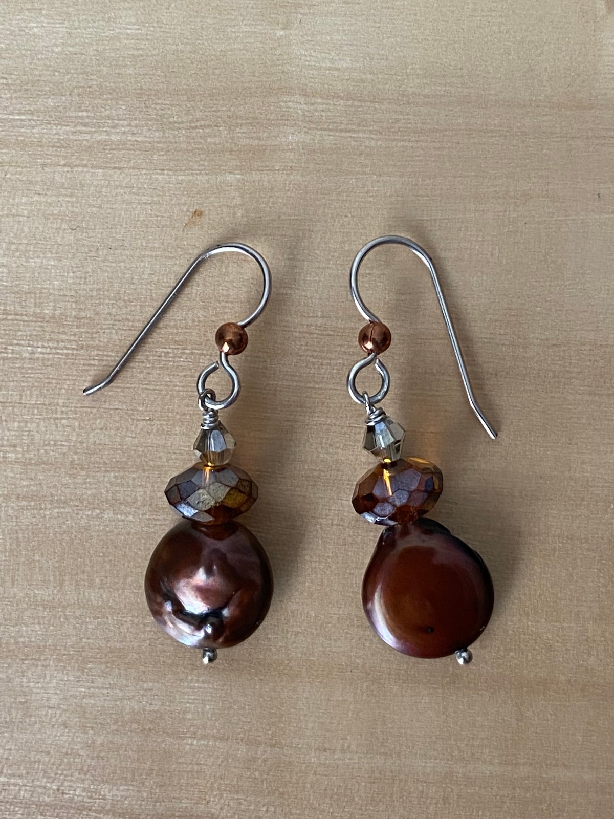Coin Pearl Earrings  Golden Stone Jewelry