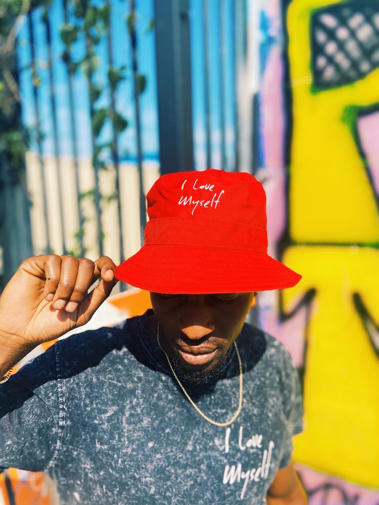 Image of Red ILoveMyself bucket hat 