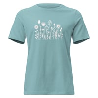 Image 6 of Women's Relaxed T-Shirt, Minimalist White Wildflowers T-Shirt | Simple Botanical Graphic Tee