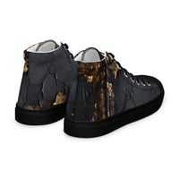 Image 16 of Gold and Black Tattered Texture Look Goth Inspired Women’s high top canvas shoes