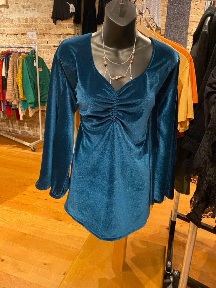 Image of Velvet Bell Sleeve (teal)