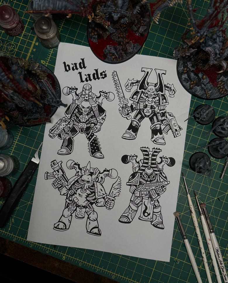 Image of Bad Lads 90’s Chaos Marines print (Pre-order)