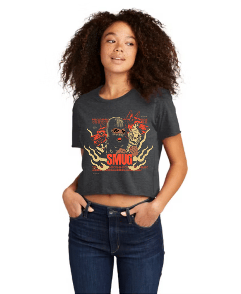 Image of Women’s Smug Crop Tee ( Smoke Grey )
