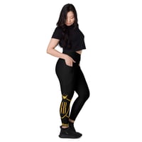 Image 1 of BOSSFITTED Black and Yellow Elite Squad Leggings with pockets