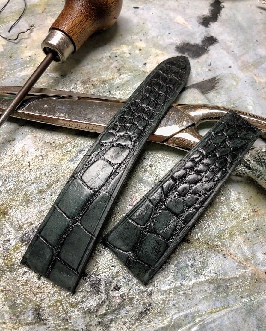 Degradè Double Grey Alligator Watch Strap - Horizontal Cut Degradè Double Grey Alligator Watch Strap - Horizontal Cut