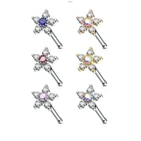 Flower gem center Nose Ring