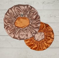 Orange / Cream Reversible Satin Bonnet 