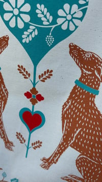 Image 2 of Hounds, hearts and flowers in burnt oranges and teal