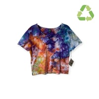Image 1 of ♻️ UPCYCLED XXL Rib Knit Crop Tee in Earthy Rainbow Ice Dye