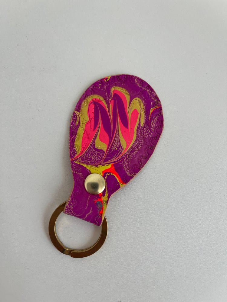 Image of Pink/Purple/Yellow Marbled Keychain