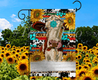 Cow Turquoise Garden Flag