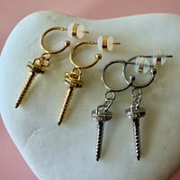 Image 3 of Gold or Stainless Screw Half Hoops