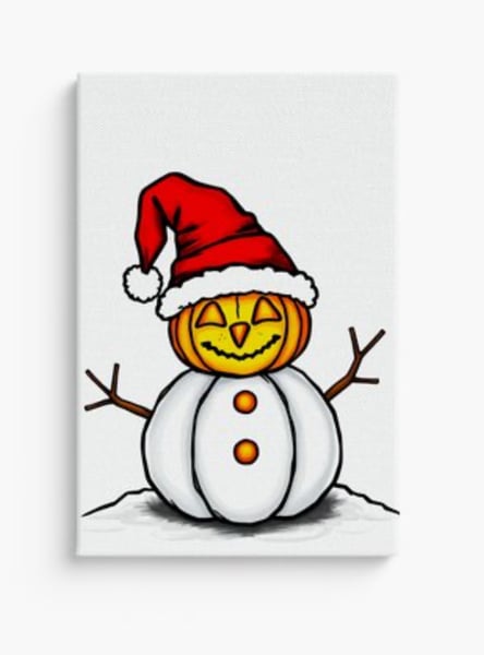 Image of Pumpkin Snowman canvas 8x10