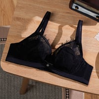 Image 3 of B C Small Chest Size Women Bra Thin Cup Mold Soft Cotton Brassiere Hollow Out Lace Underwear Sexy La