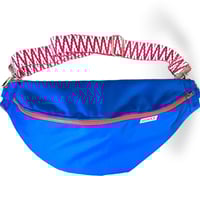 Image 1 of Medium royal blue bumbag with red zip 