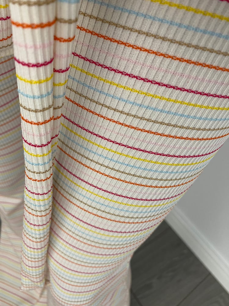 Image of Candy Stripe Knit Flare Jumpsuit