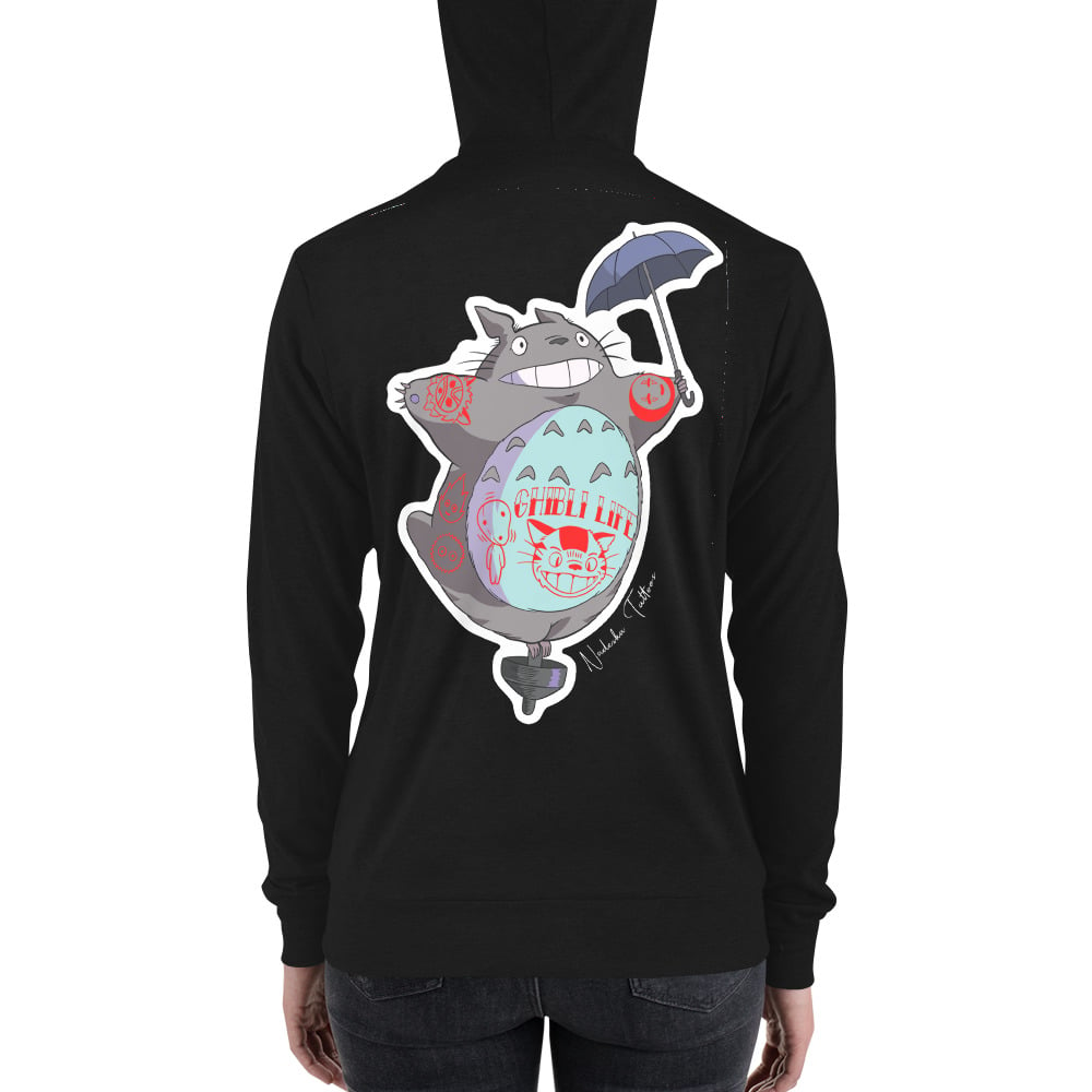 Tattooed Totoro lightweight Unisex zip hoodie