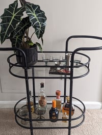 Image 2 of vintage black metal bar cart