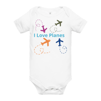 Image 1 of Baby short sleeve one piece (I love planes)