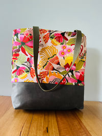 Image 1 of Fabric Tote - Bright Yellow/Red/Pink