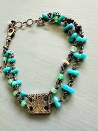 Image 8 of double strand Campitos turquoise and chalcedony charm bracelet