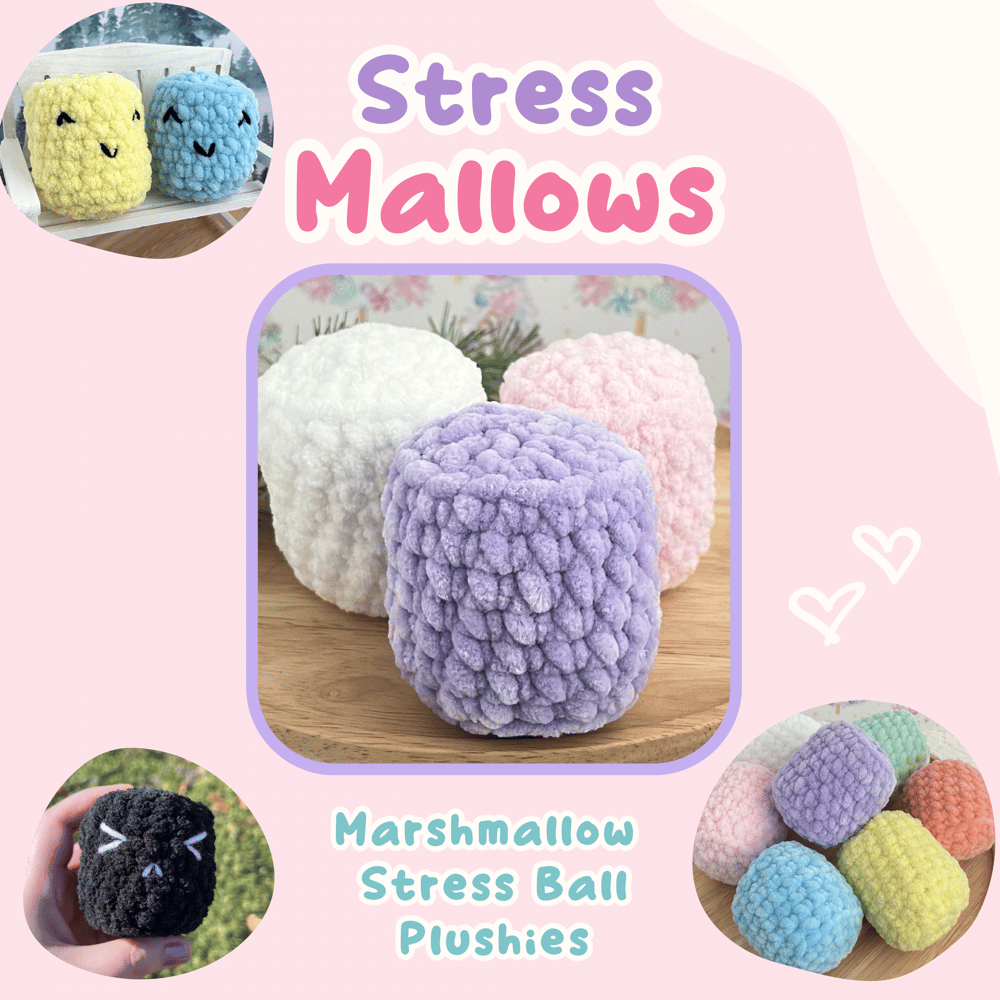 Marshmallow Stress Ball Plushies from Crochet and Cat