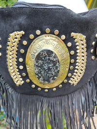 Image 3 of Dolly Bum bag suede fringe tassels BLACK and Moroccan Stone