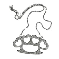 Image 1 of clear heart brass knuckle necklace 