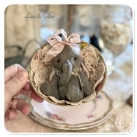 Image 5 of Etta-Mae a grey and dusty pink Handmade teacup elephant