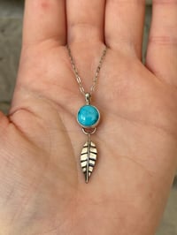 Image 2 of Turquoise + Leaf Necklace