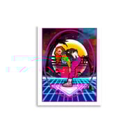 Image 2 of Poster: 1980's Inspired Plus Size Woman with Scottish Fold Cat Art by Rhapsody Artajo