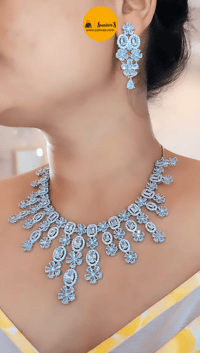 Image 1 of Gorgeous Big American Diamond Necklace Set