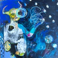 Image 1 of "That Demon Is Me” 8” x 8” Oil Acrylic Graphite on Wood 