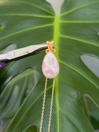 Image 2 of Gold Plum Tourmaline Teardrop Crystal Necklace