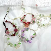 Image 1 of Floral Threaded Adjustable Bracelet